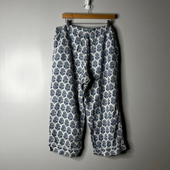 J. Crew Short Sleeve Linen Blend Pajama Set Bouquet Block Print Women's Large - Picture 12 of 13